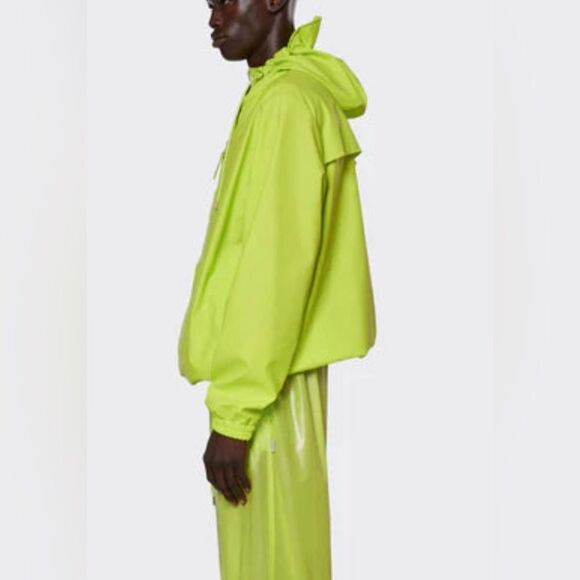 NWT RAINS Unisex Storm Breaker Rain Jacket Reflective Lime Color Full Zip - XL - Picture 7 of 12